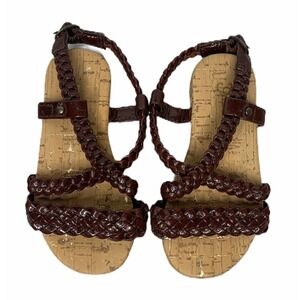 Baby Gap Toddler Baby Girl Braided Faux Brown Leather Strappy Sandals Size 5